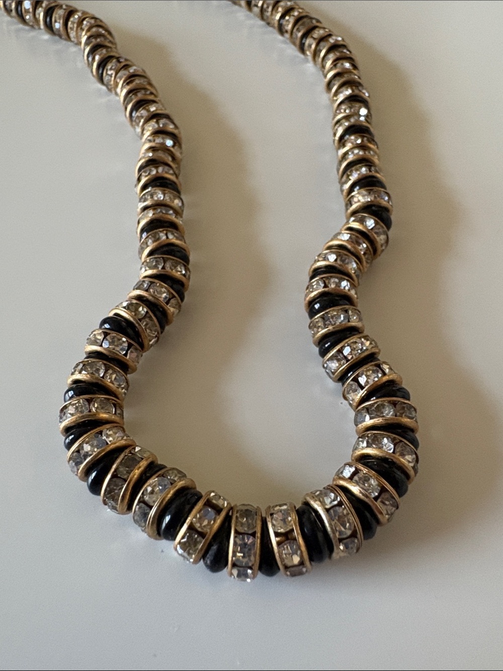 NWT J Crew Black Striped Crystal Necklace - Picture 8 of 9